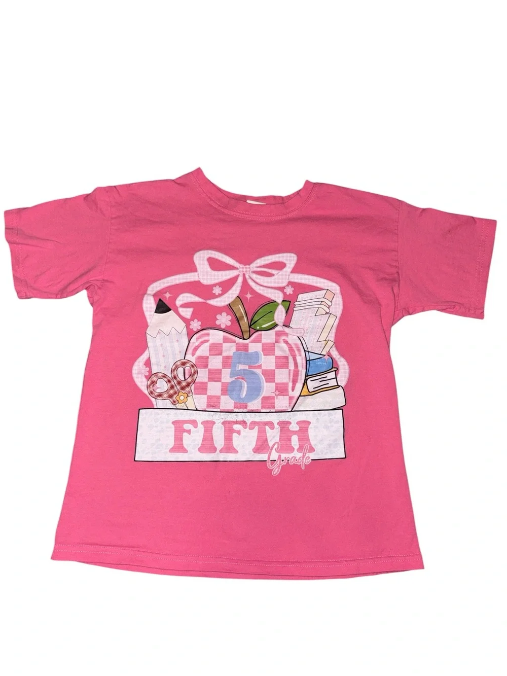 Girls' Pink 5th Grade Graphic Tee